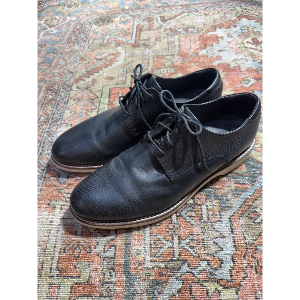 Johnston & Murphy Mens Black Leather Perforated Derby Oxford Shoes 10.5 50-1627